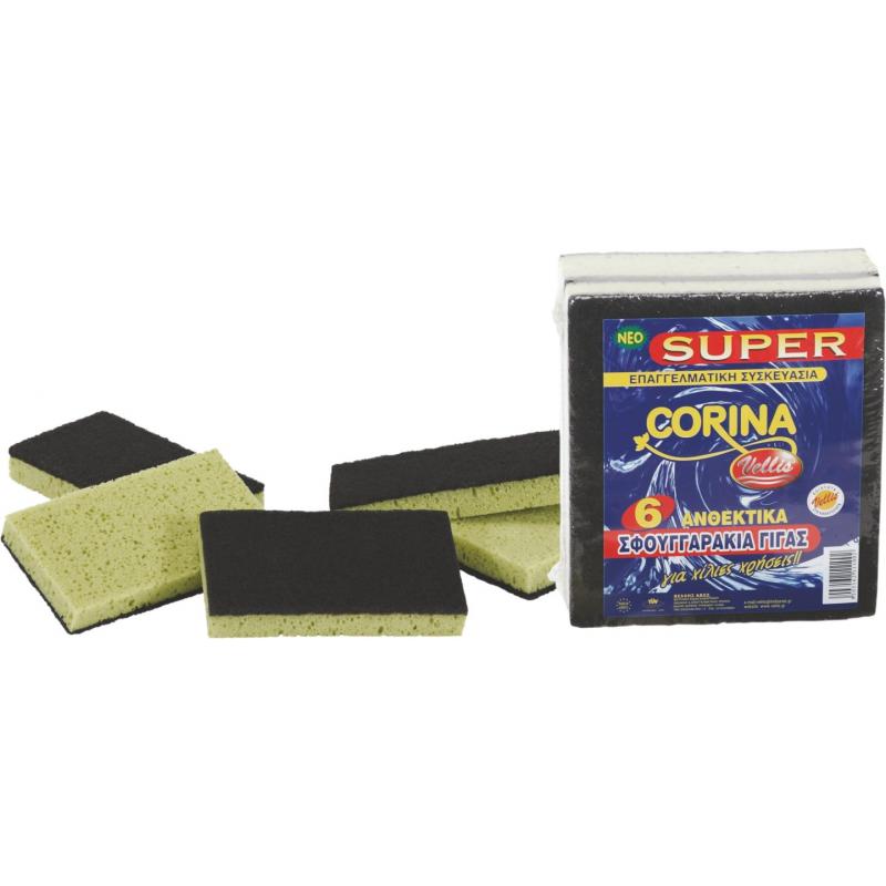 CORINA σφουγγάρι κουζίνας αντιβακτηριακό 6 τεμάχια γίγας