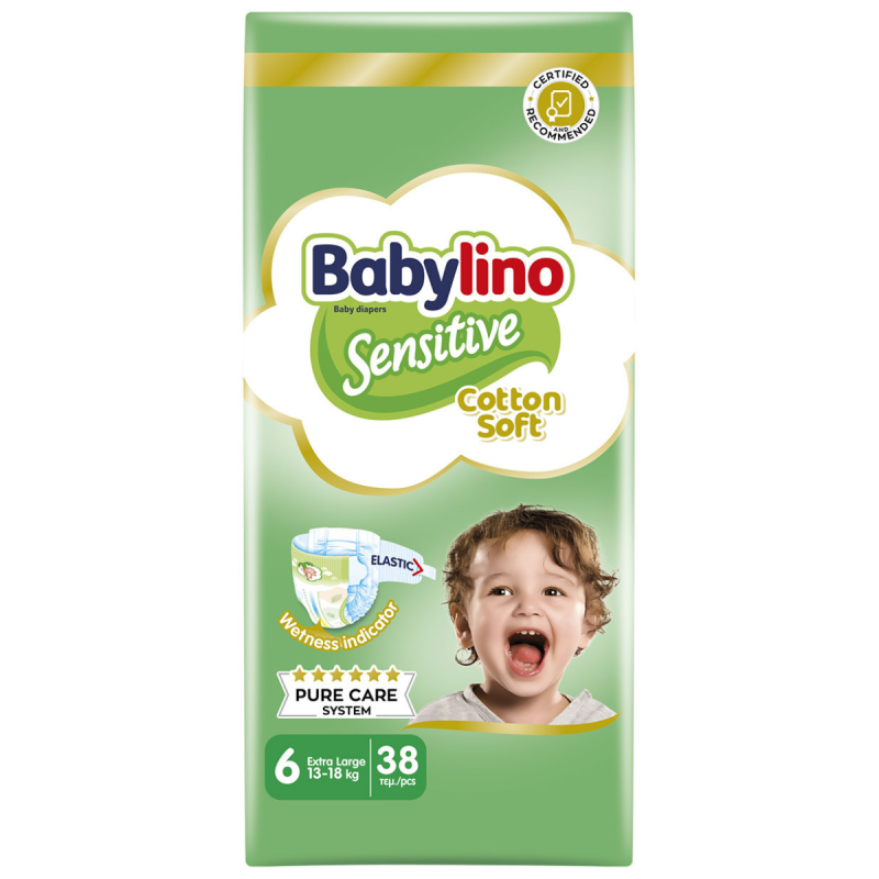Babylino Sensitive Cotton Soft  Πάνες No 6 13-18Kg 38 Τεμάχια