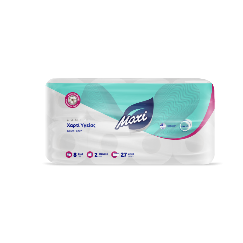 Χαρτί υγείας MAXI 2Φ DECO 8ΡΧ100gr FLAT (ΣΥΣΚx8)