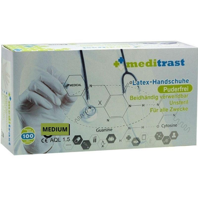 Meditrast Slightly Γάντια XLARGE  Λάτεξ Με Πούδρα σε Λευκό Χρώμα 100τμχ