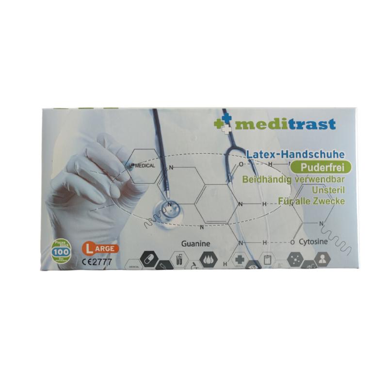 Meditrast Slightly Γάντια LARGE  Λάτεξ Με Πούδρα σε Λευκό Χρώμα 100τμχ