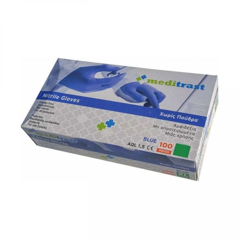 Meditrast Γάντια Νιτριλίου Μπλε (100τμχ)