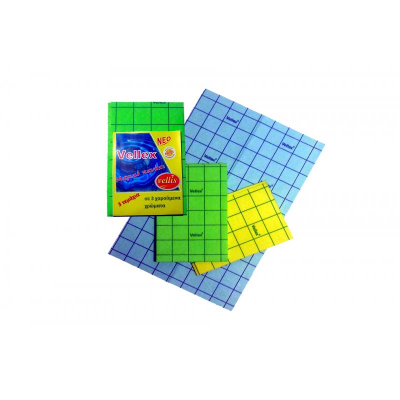 VELLEX μαγικό πανάκι σετ 3 τεμάχια 38Χ25cm, 3 χρώματα