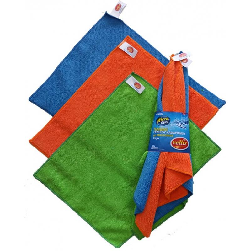 Πανάκι γενικού καθαρισμού με μικροϊνες Vellis 3 τεμάχια