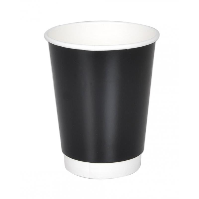 Ποτήρι χάρτινο διπλότοιχο ΜΑΥΡΟ  8 ΟΖ 25 τεμ