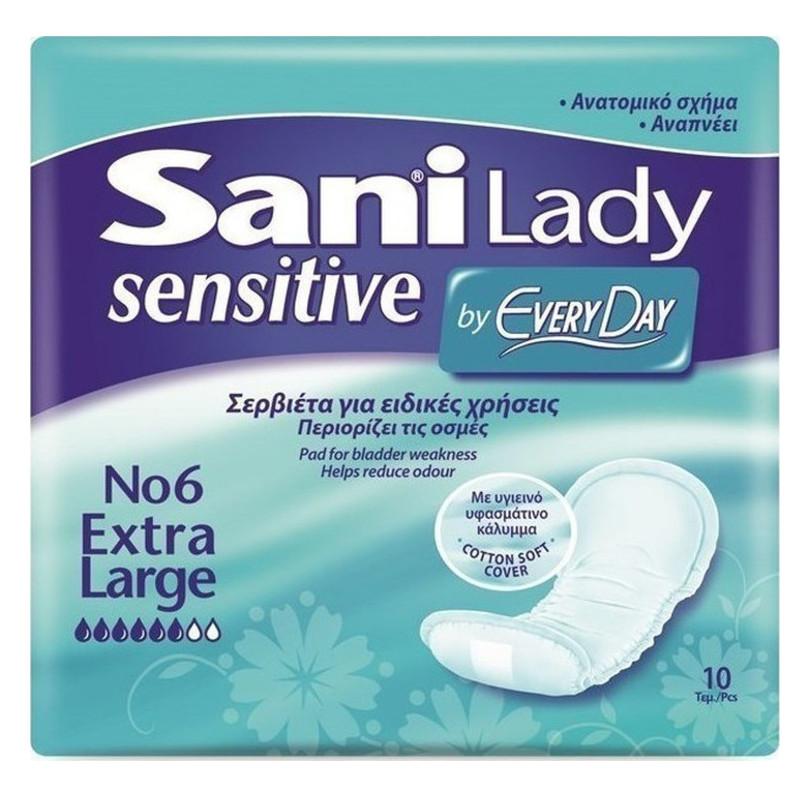 Sani Lady Extra Large No6 Σερβιέτες Ακράτειας 10τμχ