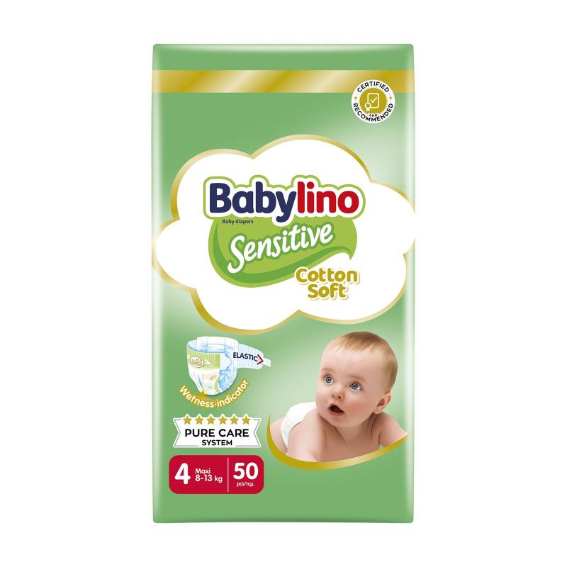 Πάνα no4  BABYLINO Cotton Soft  SENSITIVE  (8-13Kg) 50ΤΕΜ 