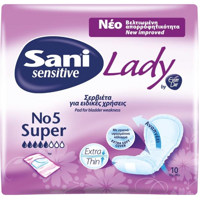 Sani Lady Sensitive by Every Day Super No5 Απορροφητικές Σερβιέτες (10τεμ)