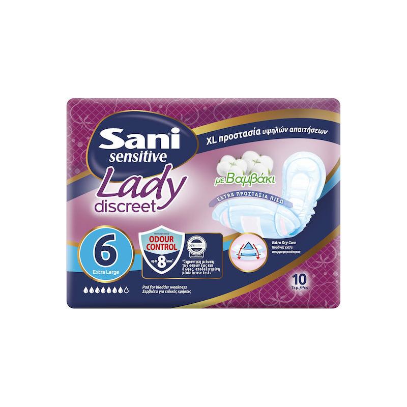 Sani Lady Extra Large No6 Σερβιέτες Ακράτειας 10τμχ